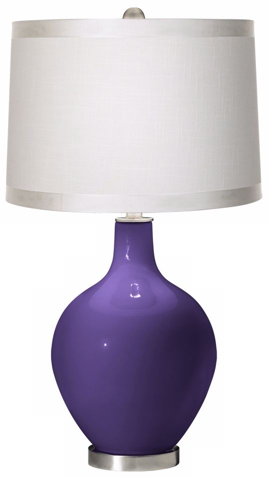Izmir Purple White Drum Shade Ovo Table Lamp