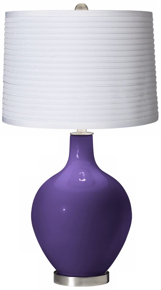 Izmir Purple White Pleated Shade Ovo Table Lamp