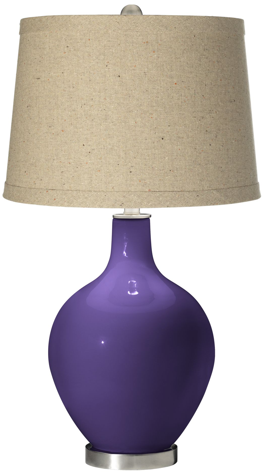 Izmir Purple Oatmeal Linen Shade Ovo Table Lamp