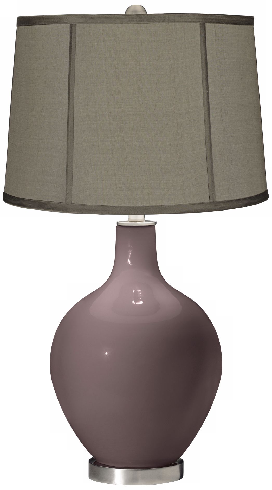 Deepest Mauve Gray Dupioni Silk Shade Ovo Table Lamp