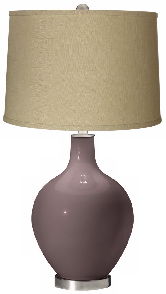 Deepest Mauve Herbal Linen Shade Ovo Table Lamp