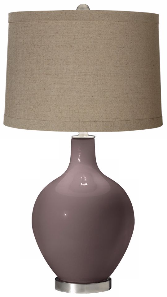Deepest Mauve Natural Linen Shade Ovo Table Lamp