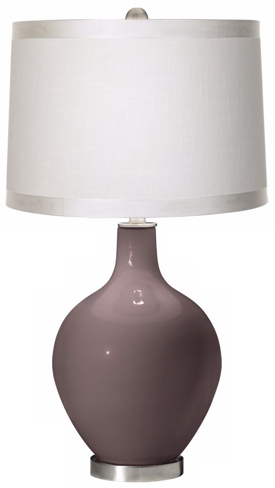 Deepest Mauve White Drum Shade Ovo Table Lamp