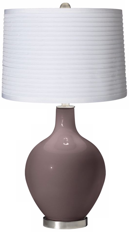 Deepest Mauve White Pleated Shade Ovo Table Lamp