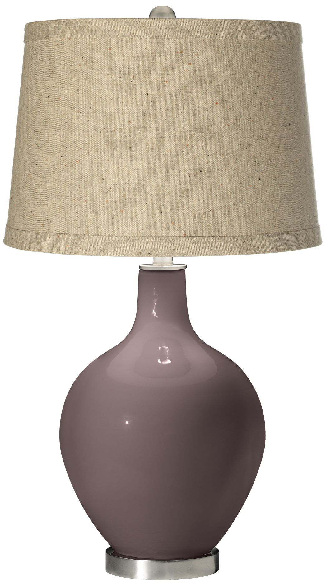 Deepest Mauve Oatmeal Linen Shade Ovo Table Lamp