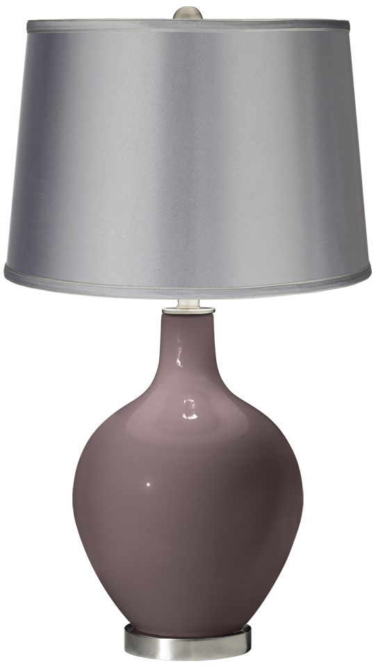 Deepest Mauve - Satin Light Gray Shade Ovo Table Lamp