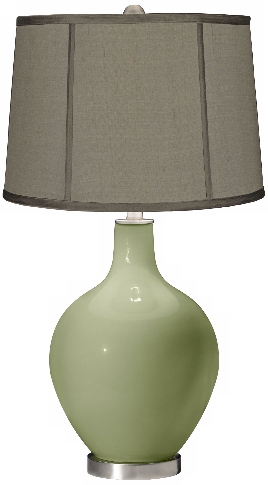 Majolica Green Gray Dupioni Silk Shade Ovo Table Lamp