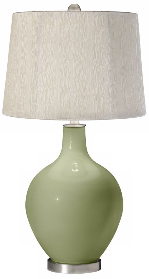Majolica Green Cream Wood Grain Shade Ovo Table Lamp