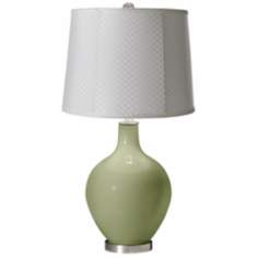 Majolica Green White Lattice Drum Ovo Table Lamp