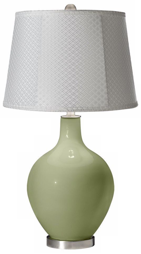 Majolica Green White Lattice Ovo Table Lamp