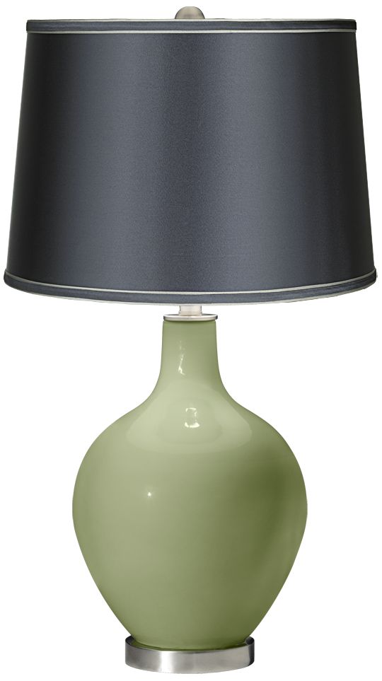 Majolica Green - Satin Dark Gray Shade Ovo Table Lamp