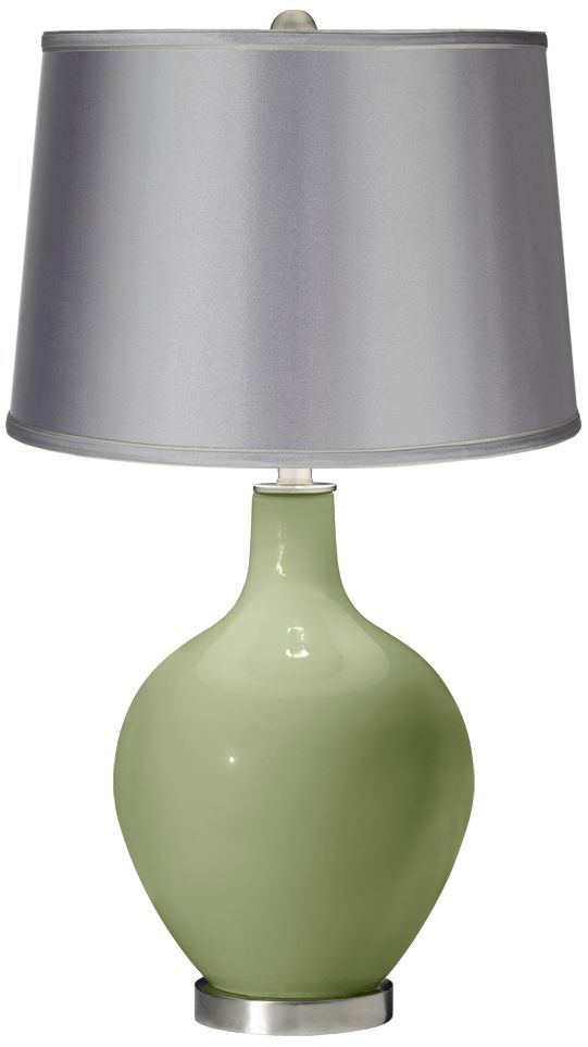 Majolica Green - Satin Light Gray Shade Ovo Table Lamp