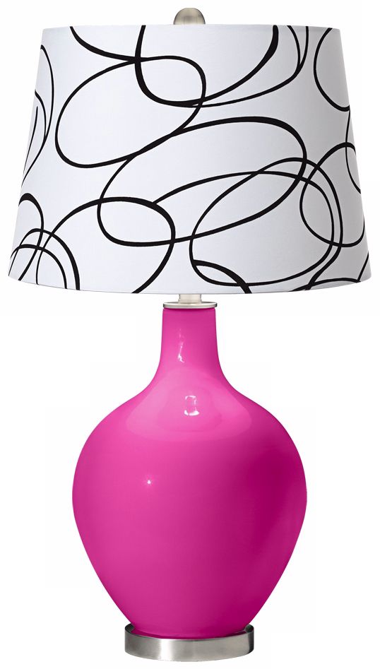 Fuchsia Squiggle Shade Ovo Table Lamp