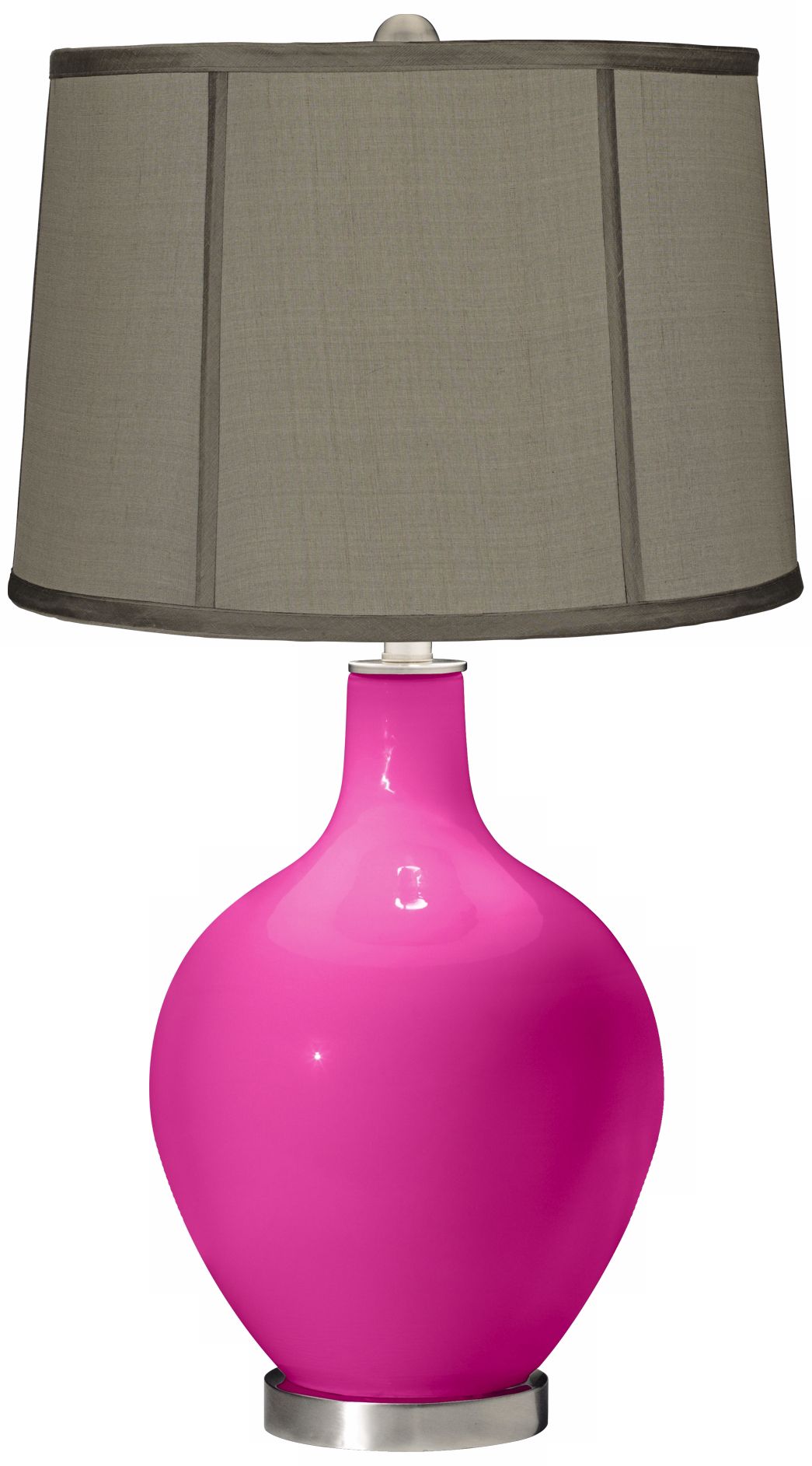Fuchsia Gray Dupioni Silk Shade Ovo Table Lamp