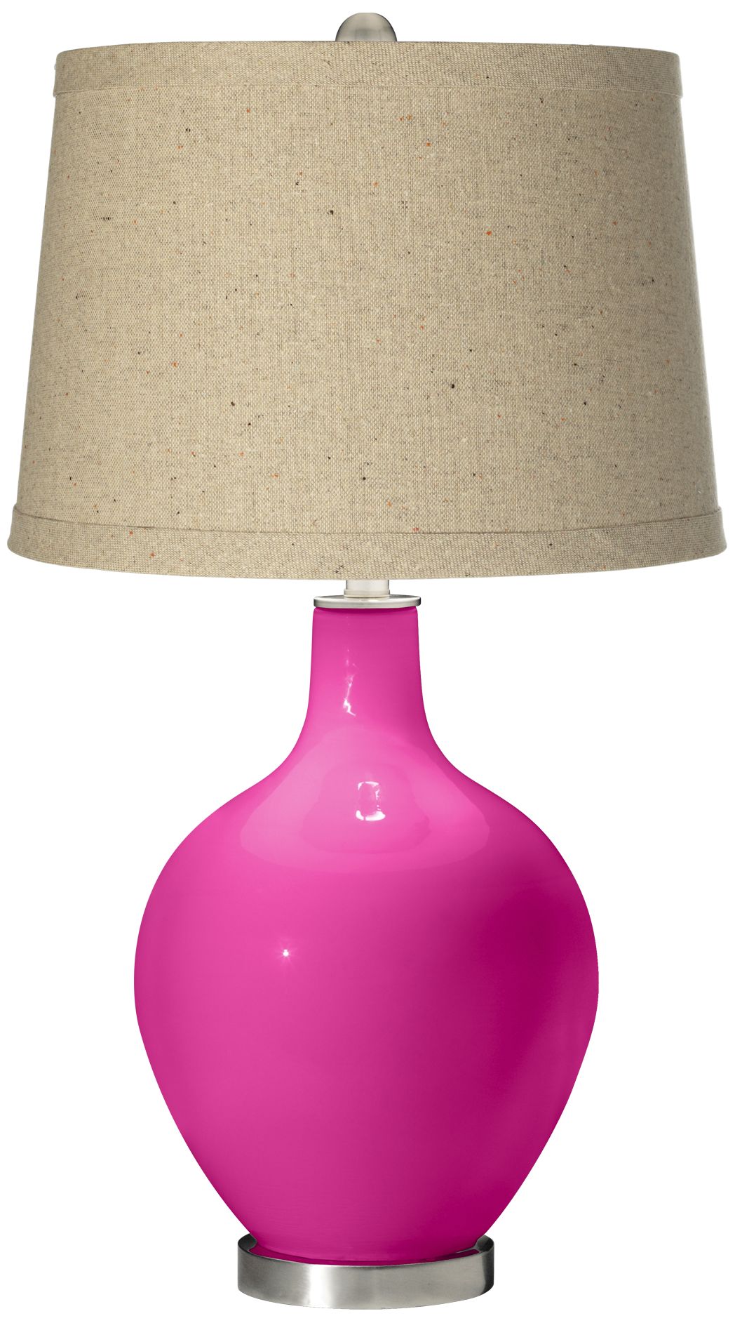 Fuchsia Oatmeal Linen Shade Ovo Table Lamp