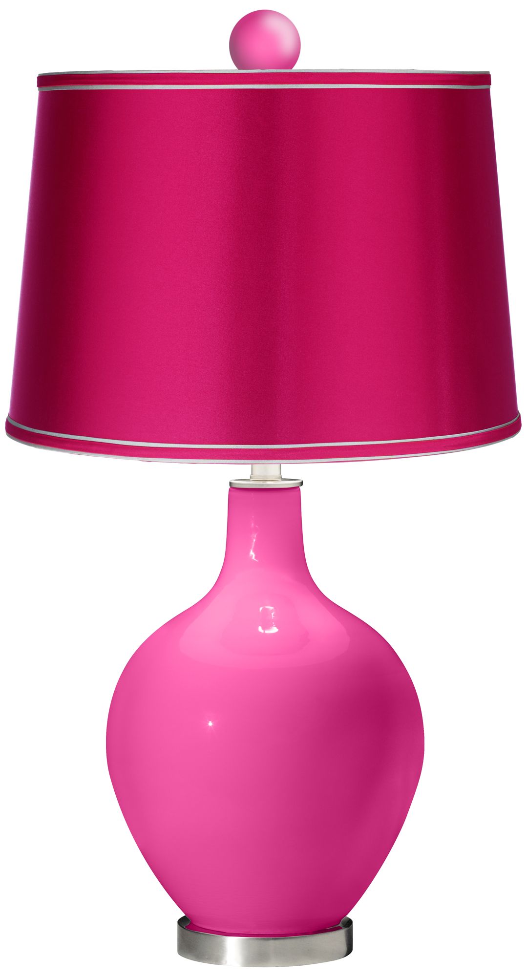 Fuchsia - Satin Fuchsia Ovo Table Lamp with Color Finial