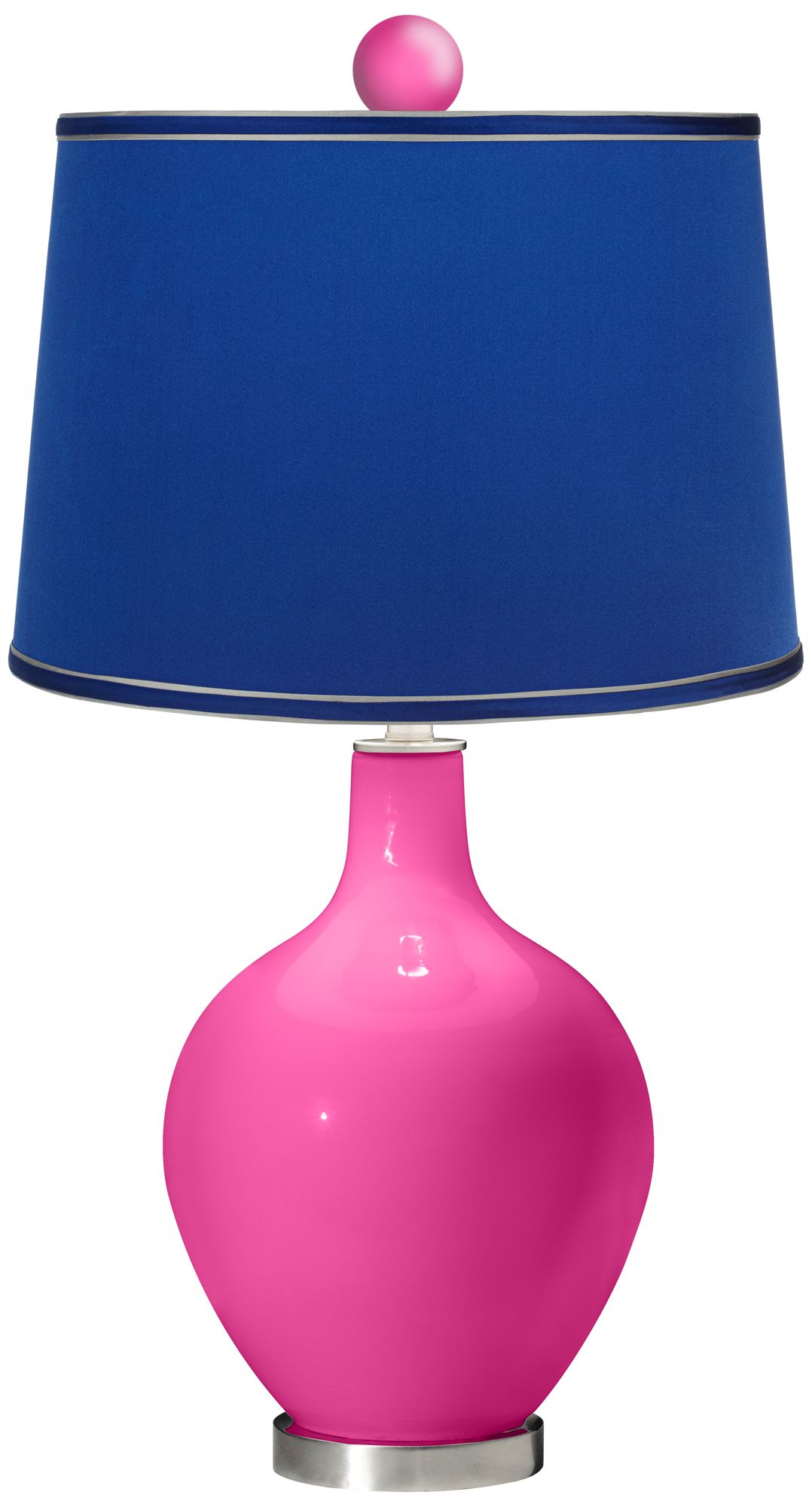 Fuchsia - Satin Dark Blue Ovo Lamp with Color Finial