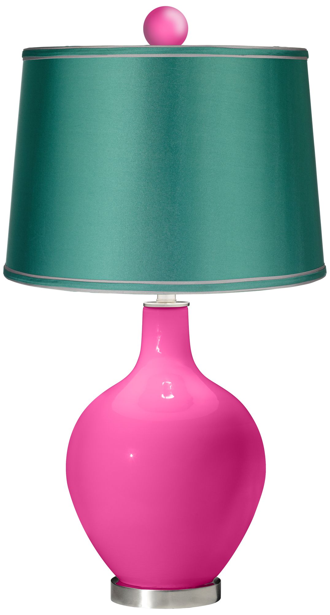 Fuchsia - Satin Sea Green Ovo Lamp with Color Finial