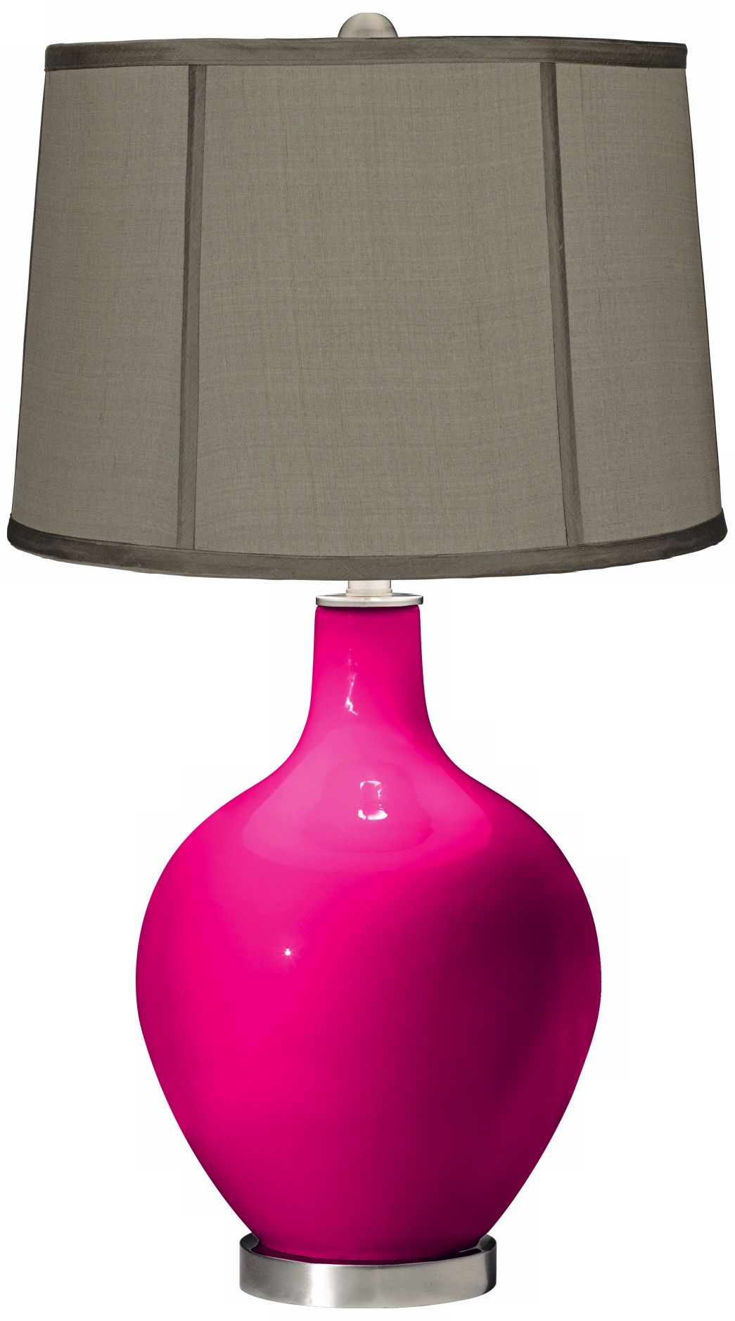 French Burgundy Gray Dupioni Silk Shade Ovo Table Lamp