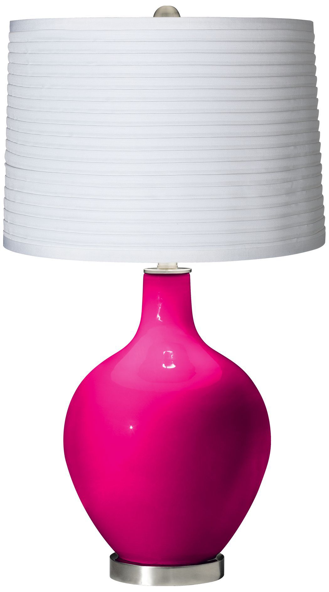 French Burgundy White Pleated Shade Ovo Table Lamp