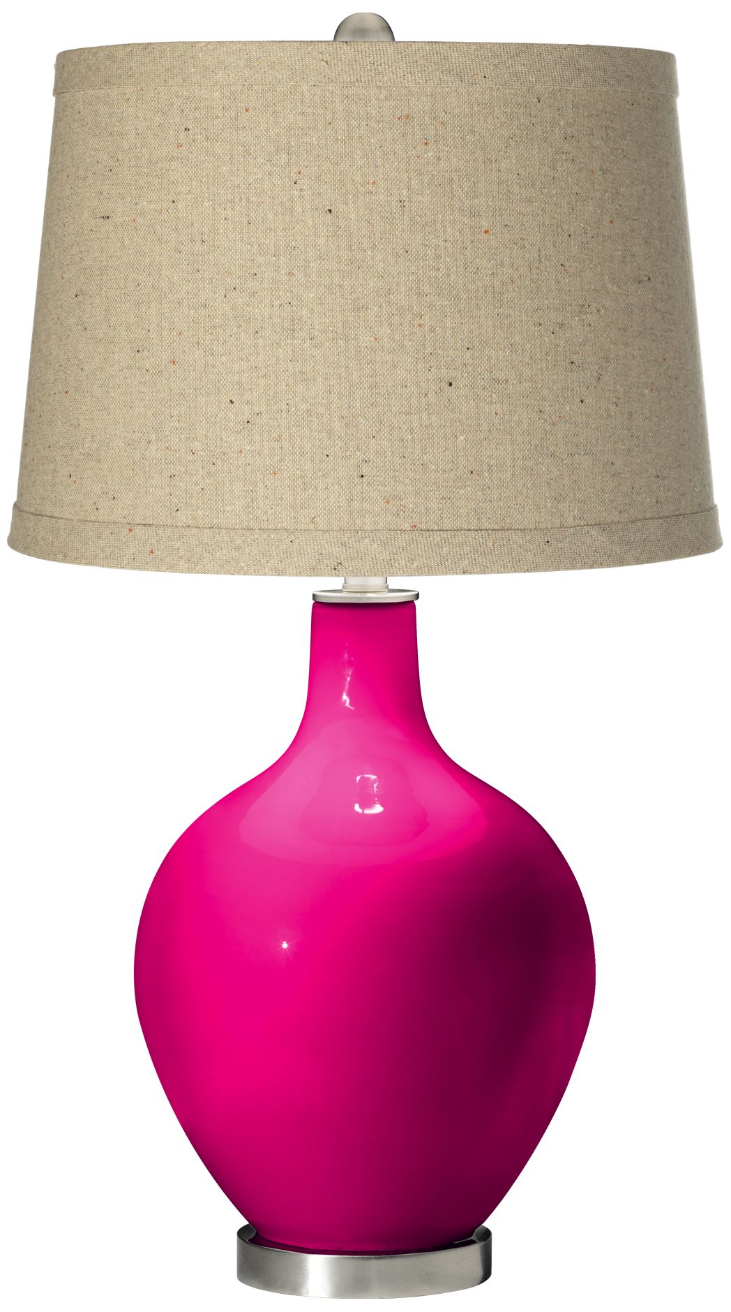 French Burgundy Oatmeal Linen Shade Ovo Table Lamp