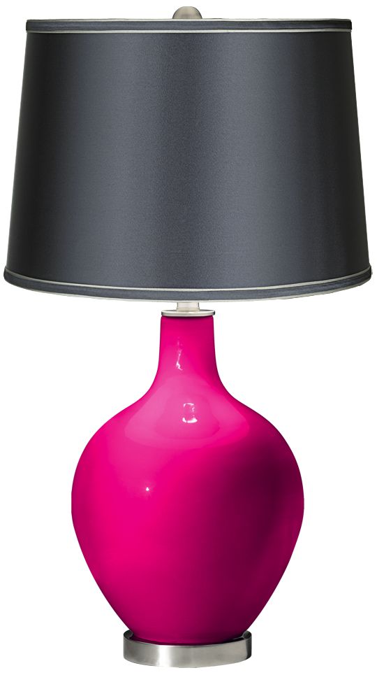 French Burgundy - Satin Dark Gray Shade Ovo Table Lamp
