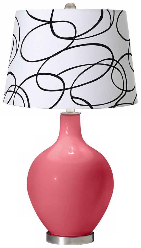 Rose Squiggle Shade Ovo Table Lamp