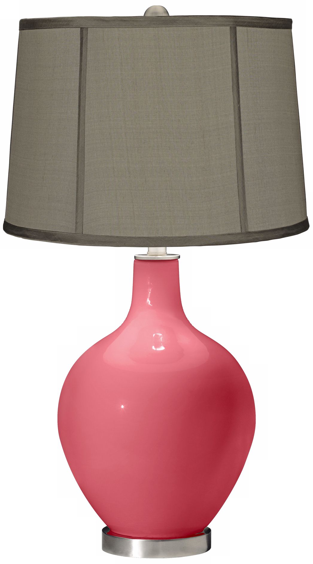 Rose Gray Dupioni Silk Shade Ovo Table Lamp
