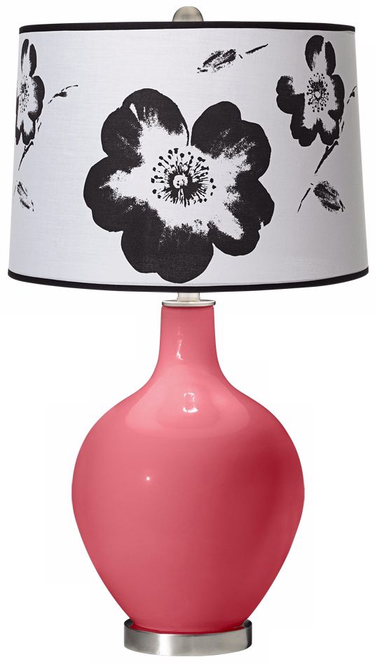 Rose Black and White Flower Shade Ovo Table Lamp