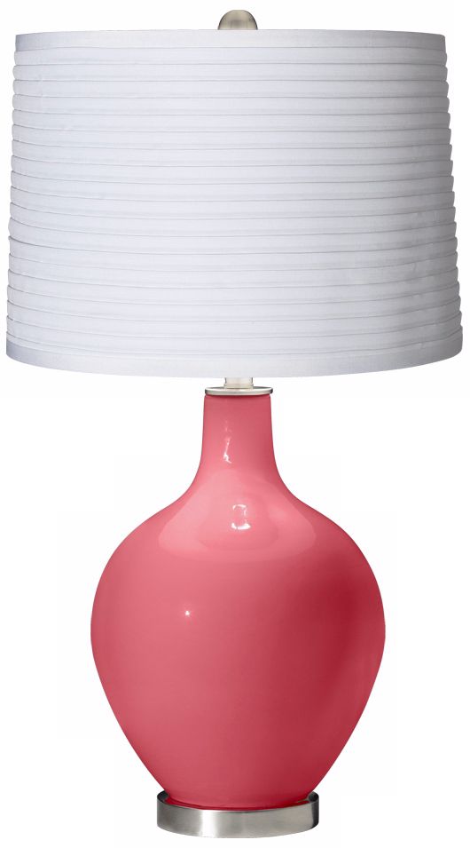 Rose White Pleated Shade Ovo Table Lamp