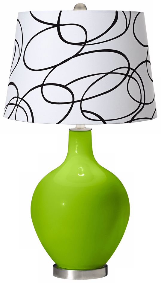Neon Green Squiggle Shade Ovo Table Lamp