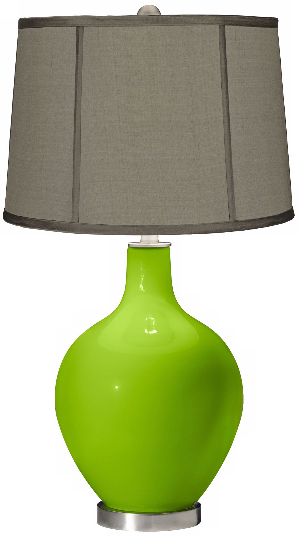 Neon Green Gray Dupioni Silk Shade Ovo Table Lamp