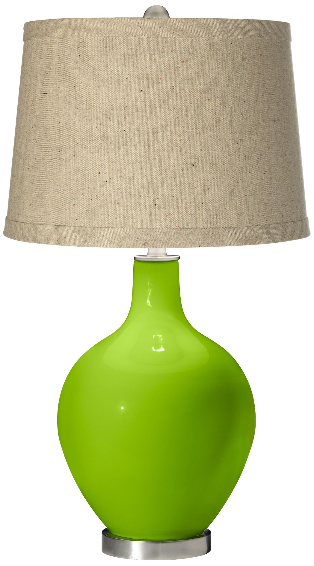 Neon Green Oatmeal Linen Shade Ovo Table Lamp