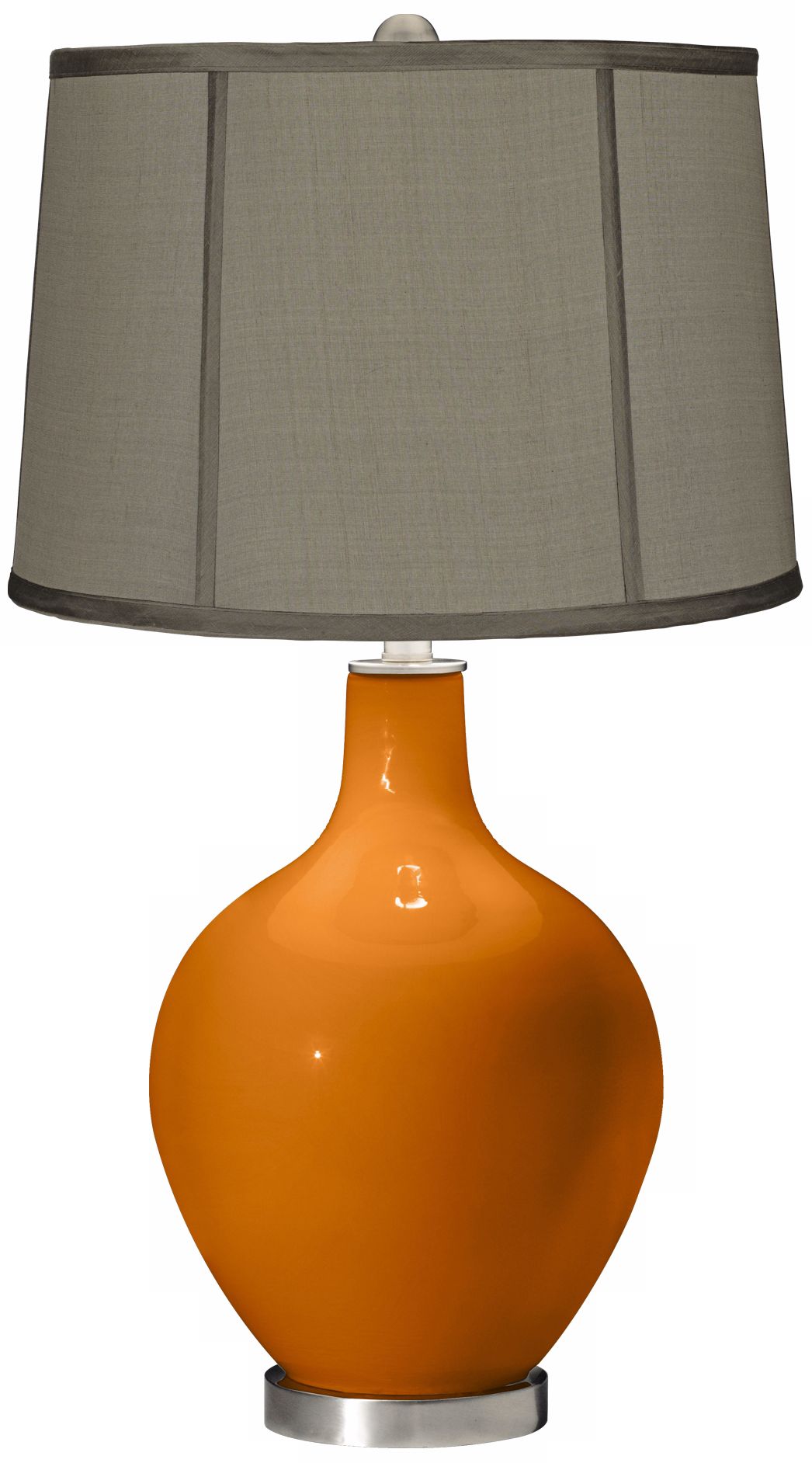 Cinnamon Spice Gray Dupioni Silk Shade Ovo Table Lamp