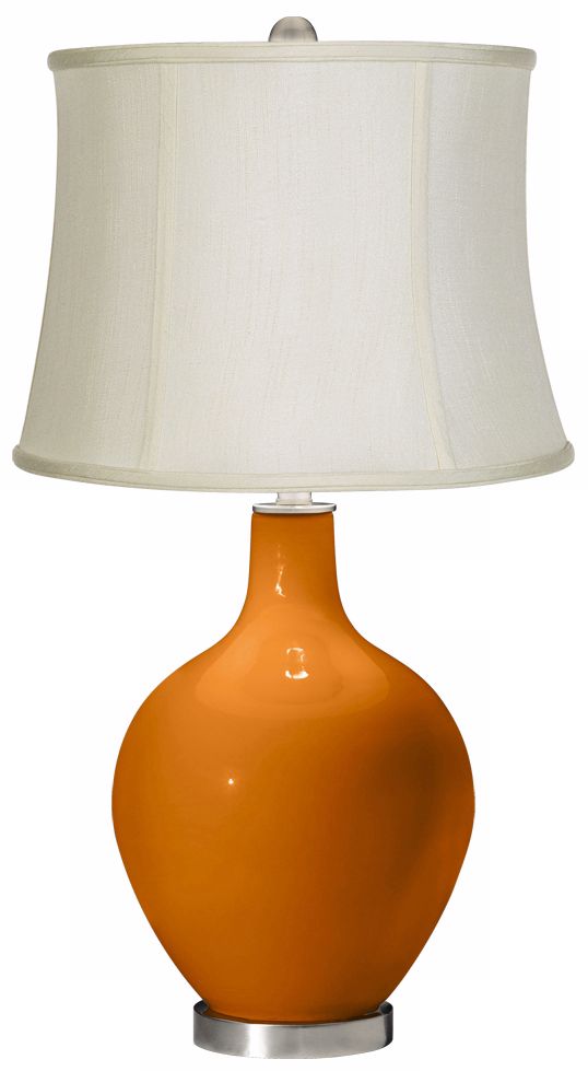 Cinnamon Spice Creme Fabric Drum Ovo Table Lamp