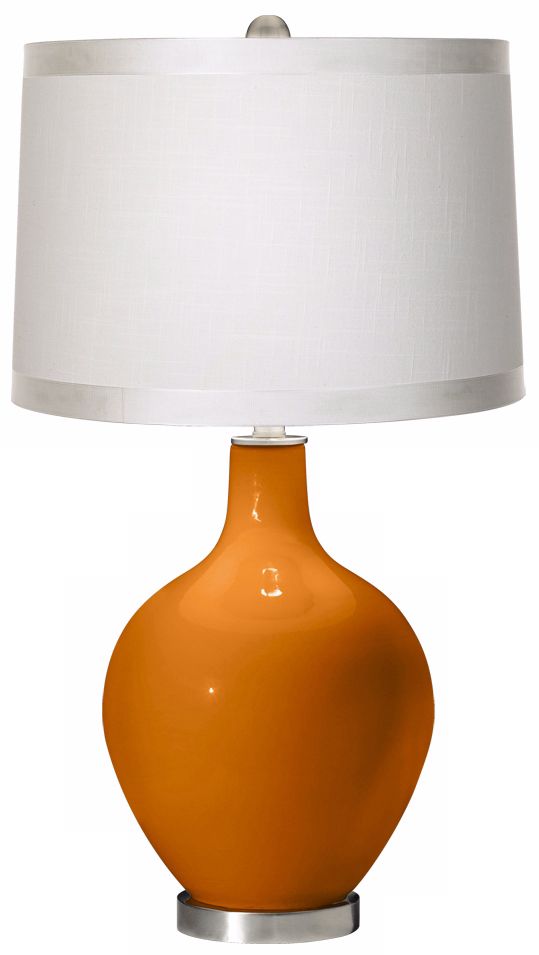 Cinnamon Spice White Drum Shade Ovo Table Lamp
