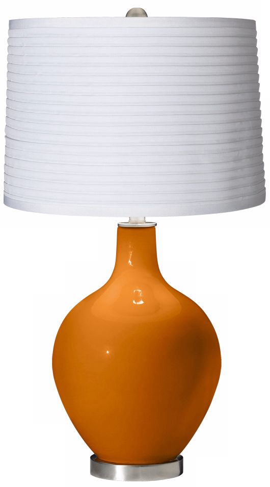 Cinnamon Spice White Pleated Shade Ovo Table Lamp