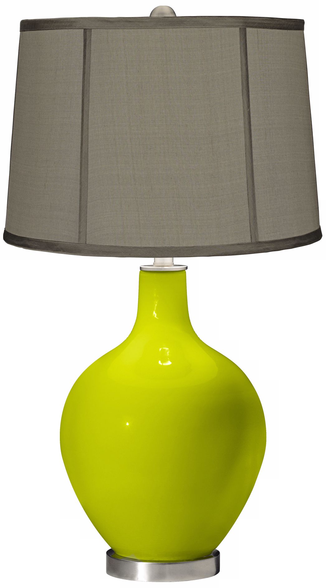 Pastel Green Gray Dupioni Silk Shade Ovo Table Lamp