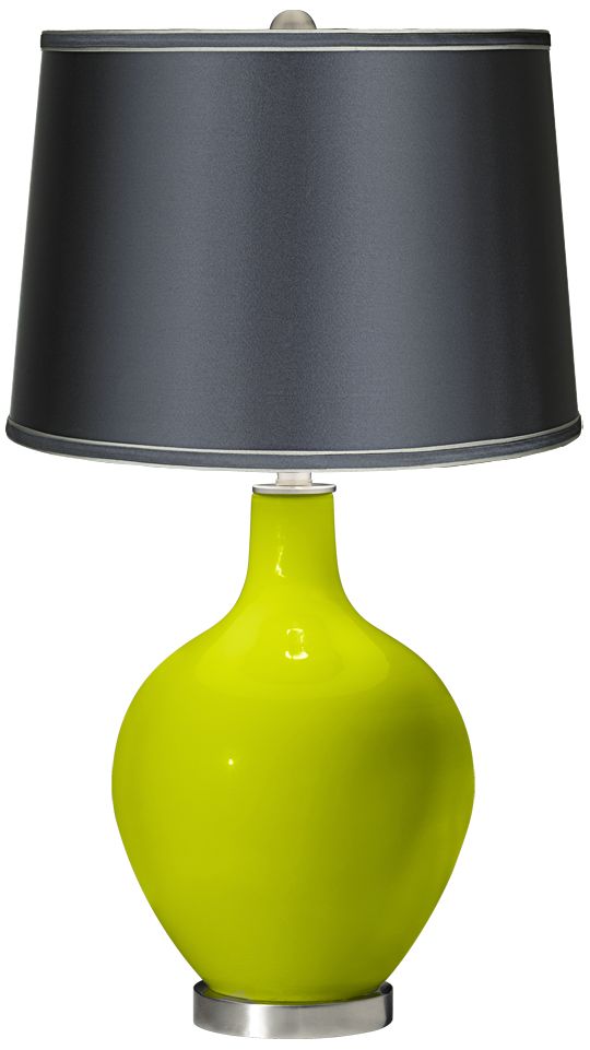 Pastel Green - Satin Dark Gray Shade Ovo Table Lamp