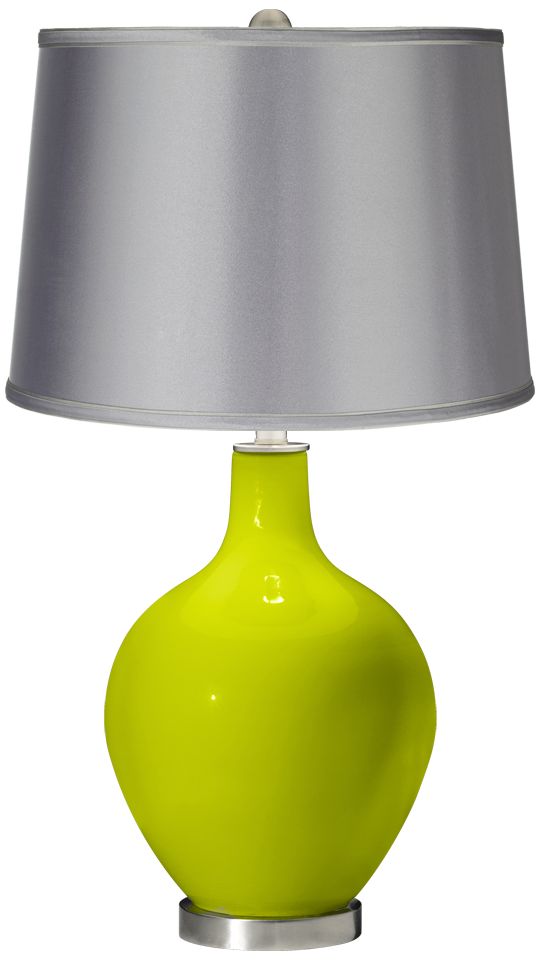 Pastel Green - Satin Light Gray Shade Ovo Table Lamp