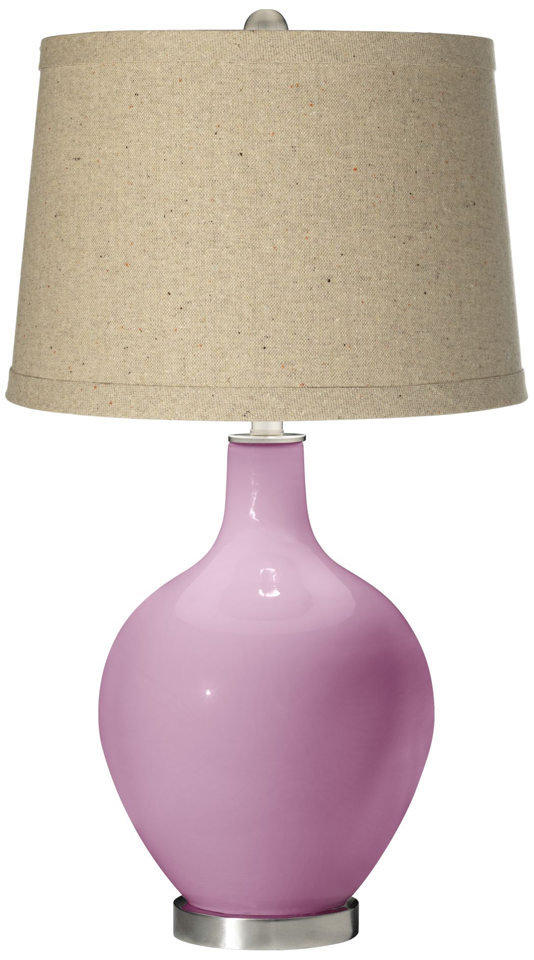 Pink Pansy Oatmeal Linen Shade Ovo Table Lamp