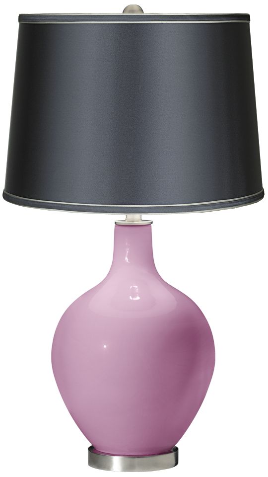 Pink Pansy - Satin Dark Gray Shade Ovo Table Lamp