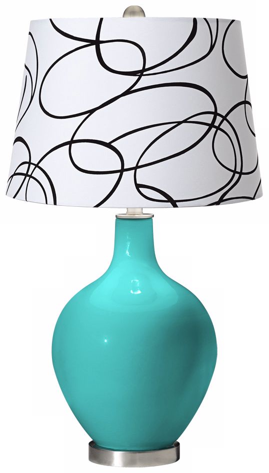 Turquoise Squiggle Shade Ovo Table Lamp