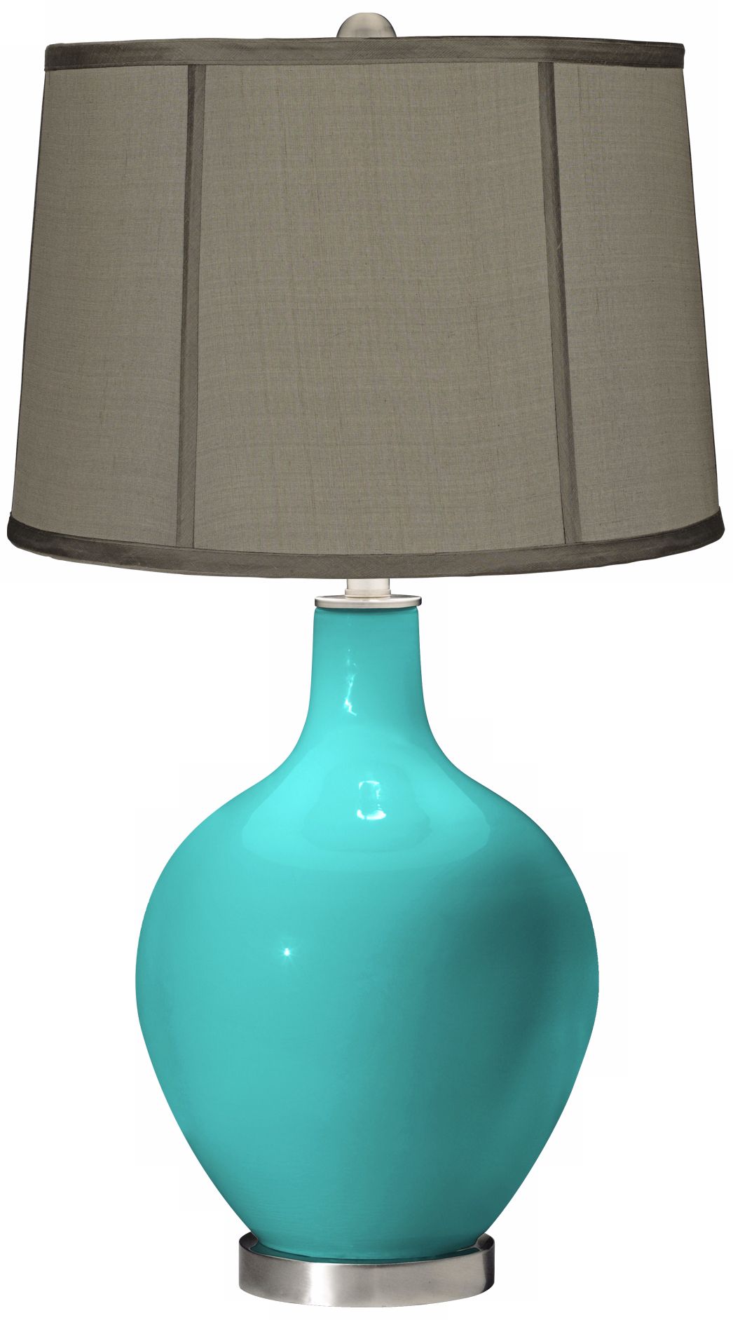 Turquoise Gray Dupioni Silk Shade Ovo Table Lamp
