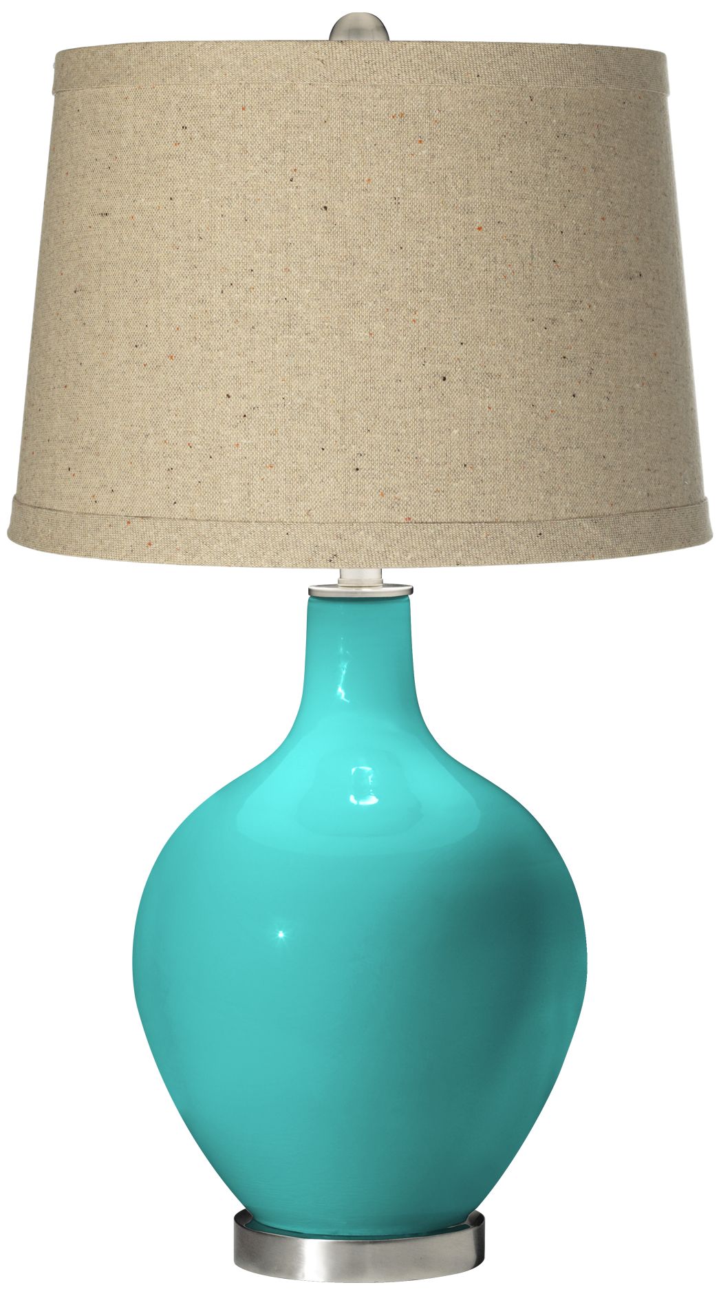 Turquoise Oatmeal Linen Shade Ovo Table Lamp