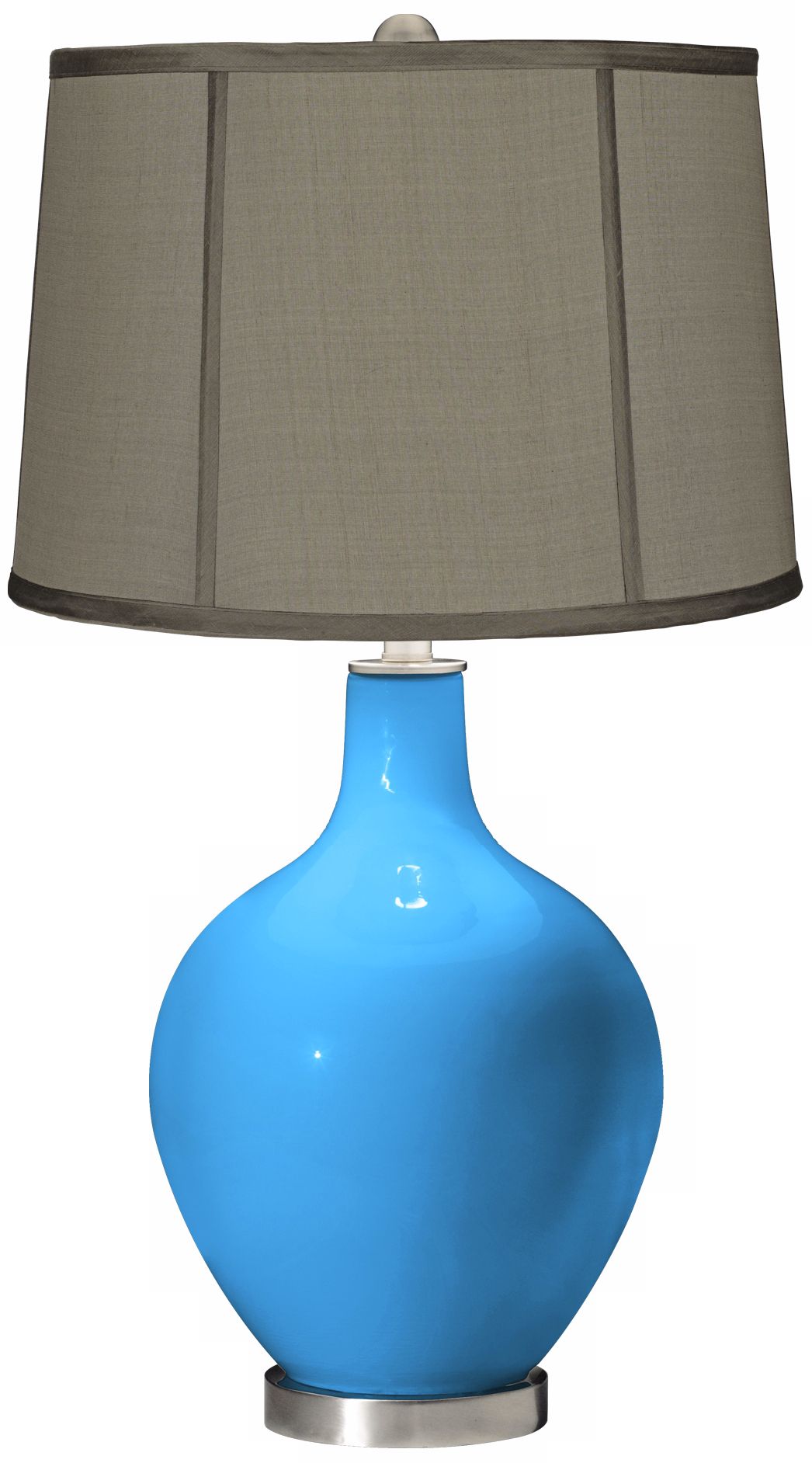 Sky Blue Gray Dupioni Silk Shade Ovo Table Lamp