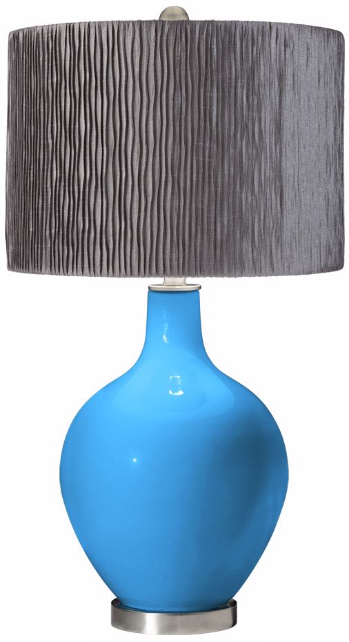 Sky Blue Morell Silver Pleat Shade Ovo Table Lamp