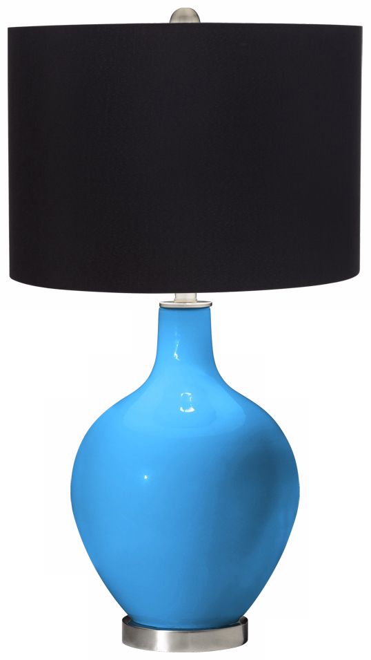 Sky Blue Black Shade Ovo Table Lamp
