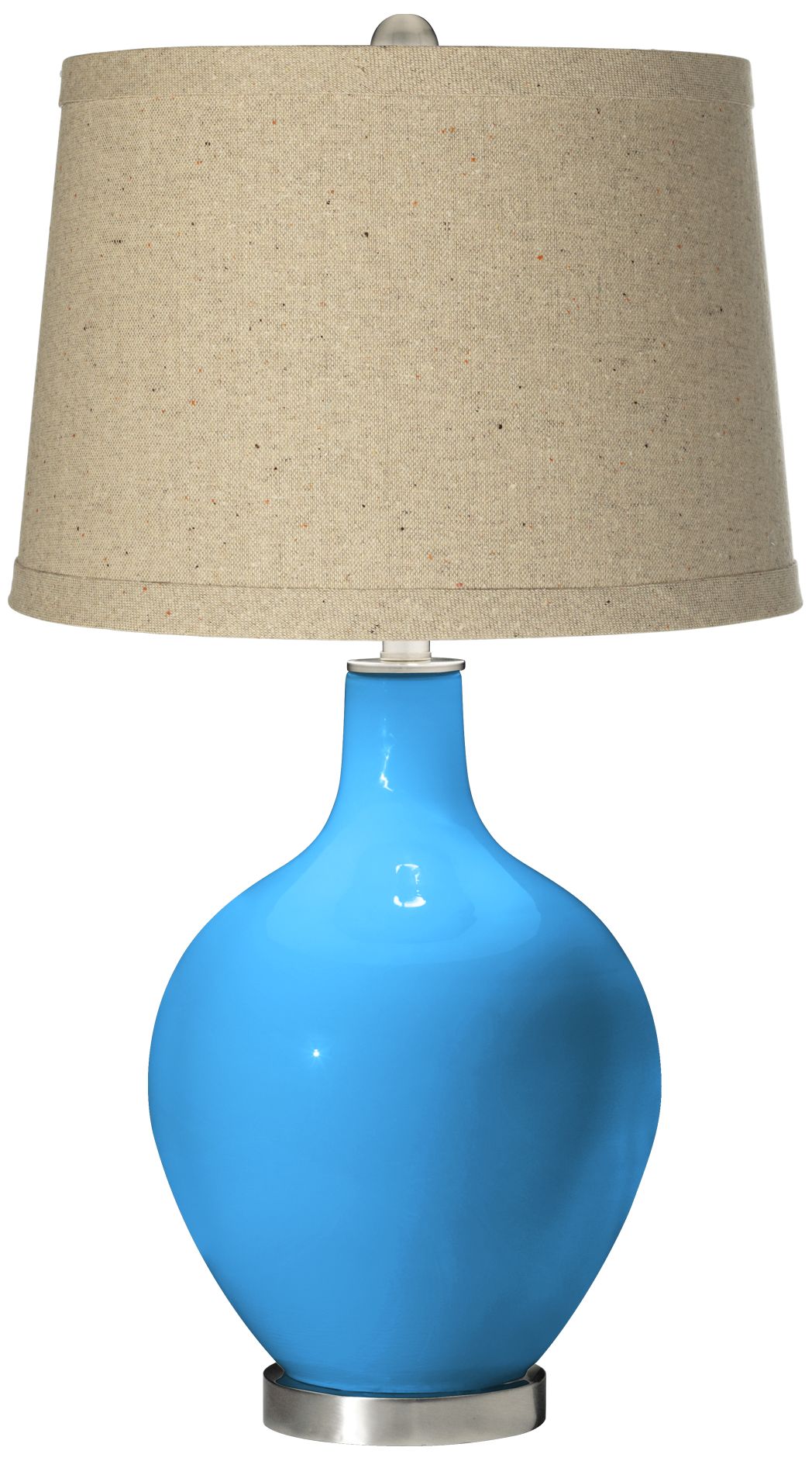 Sky Blue Oatmeal Linen Shade Ovo Table Lamp