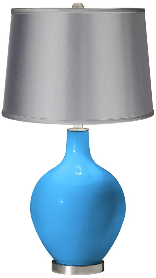 Sky Blue - Satin Light Gray Shade Ovo Table Lamp